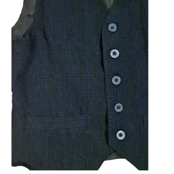 Tuxedo vest navy blue and black boys size 8 - Picture 3 of 4